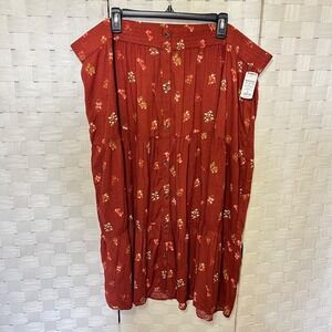 Kohl's Floral Tiered Skirt Button Front Casual Dark Pink 3X‎